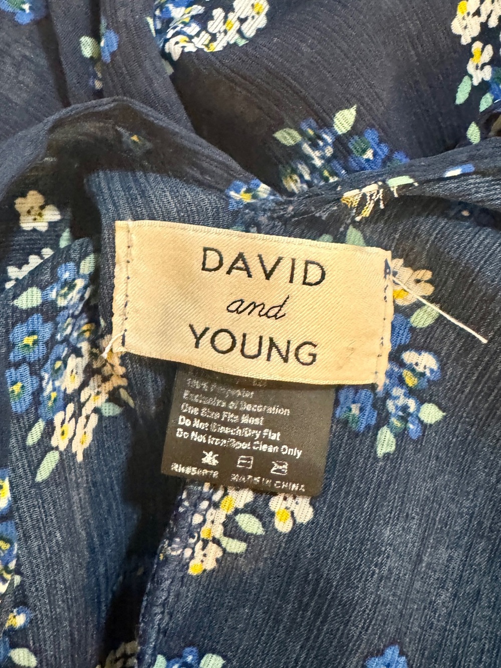David and Young Navy Blue Floral Sheer Kimono Cover-Up Size One Size Fits Most - Picture 3 of 3
